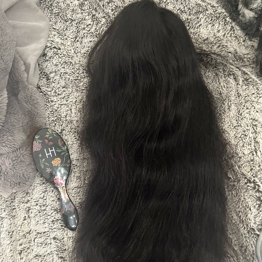 💯 REAL human hair 26” black wig
